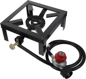 Outdoor Iron Propane Burner Stove with Regulator and Hose for Camping Outdoor Cooking and Tailgating Sturdy Cast Iron Construction for Bbq and Fish