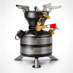 Outdoor Mini One-Piece Multi-Fuel Camping Gasoline Stove Burner BRS-12A Lightweight Portable Gasoline Stove for Cookout BBQ Fishing Picnic