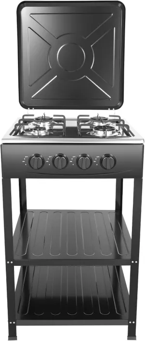 Outdoor Natural Gas Stove,4-Burner Commercial Kitchen Cooking Stove Set with Support Leg Stand,Wind Blocking Cover and Storage Shelves Restaurant Gas Stove for Patio, RV, Camping, Apartment