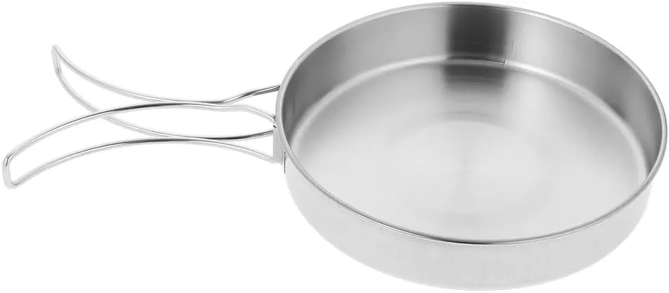 Outdoor Pan Cooking Pots Cookware Kit Camping Frying Baking Pan Nonstick Lid Grill Folding Kitchen Non-stick Mini Omelet,14.8X14.8X3cm,one