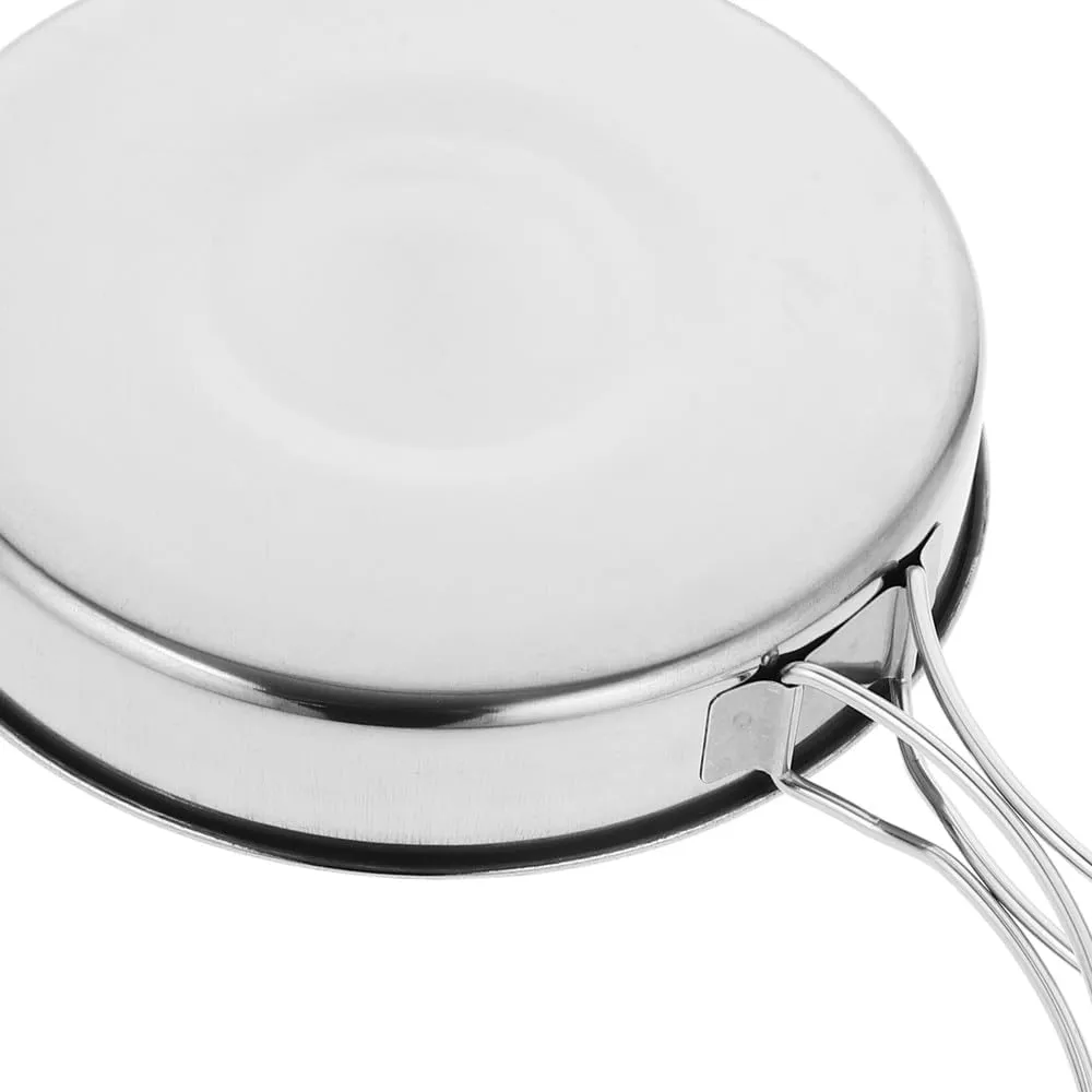Outdoor Pan Cooking Pots Cookware Kit Camping Frying Baking Pan Nonstick Lid Grill Folding Kitchen Non-stick Mini Omelet,14.8X14.8X3cm,one