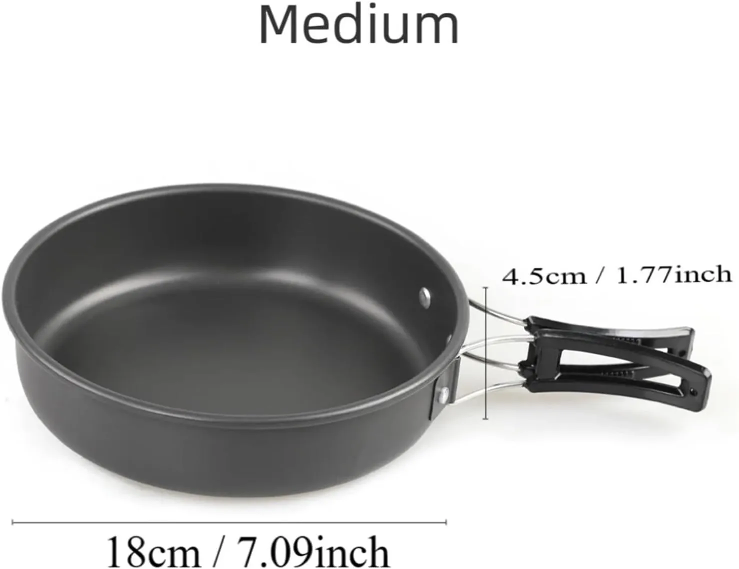 Outdoor Pan Pot Ultra-Light Hard Aluminum Alloy Picnic Cookware Set Camping Cookware Frying Pan Camping Hike Utensils (Size : M), Medium