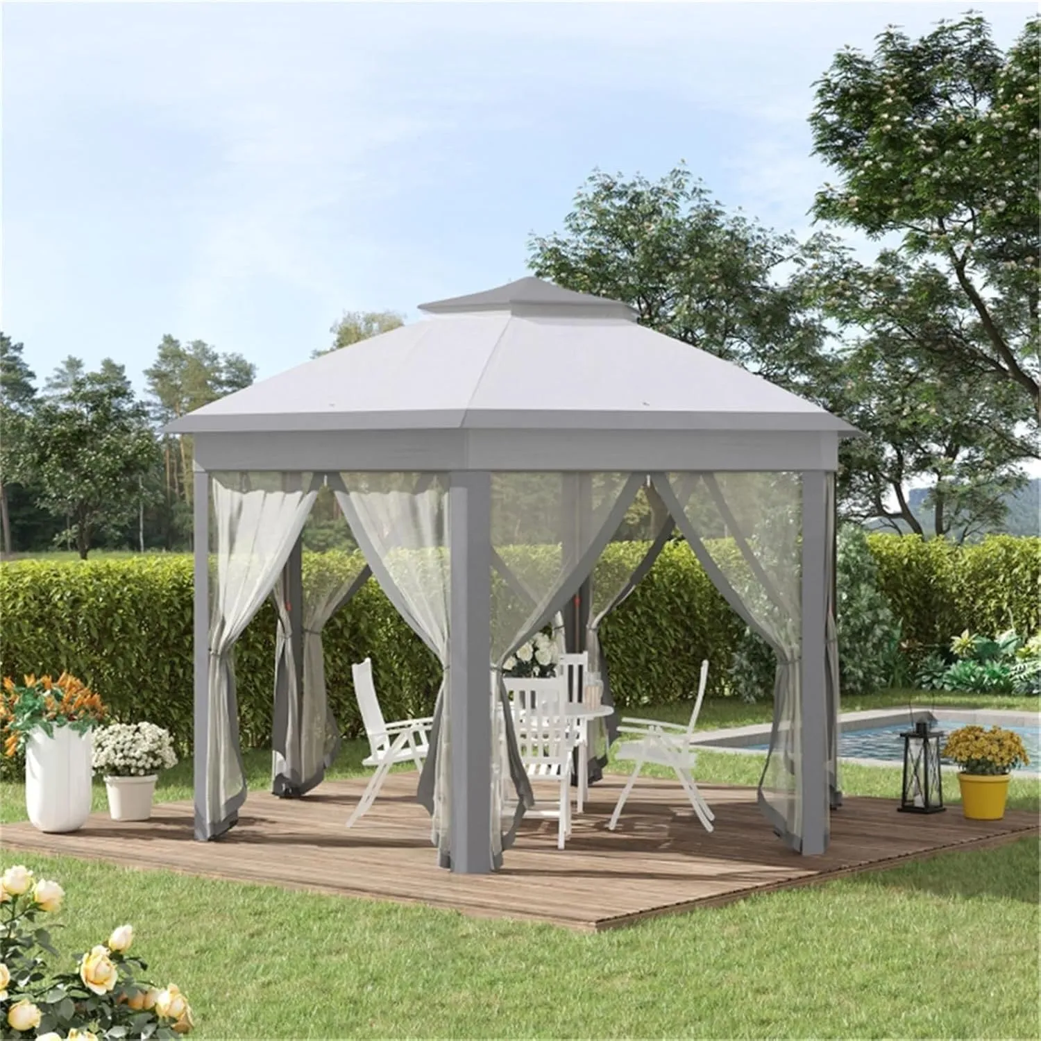 Outdoor Pavilion Tent Mosquito net BBQ shed Mosquito net Garden Courtyard Tent Party Tent