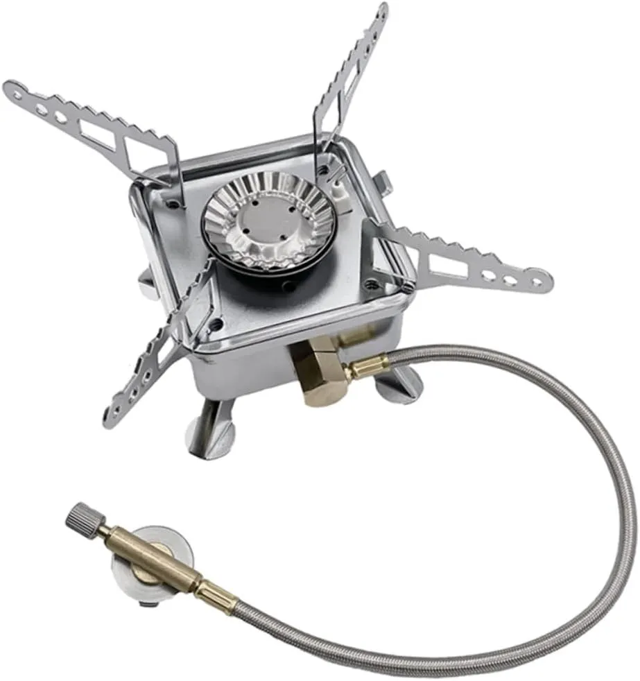Outdoor Propane Camping Stove Lightweight Mini Gas Burner Stainless Steel Base for Hiking Picnic