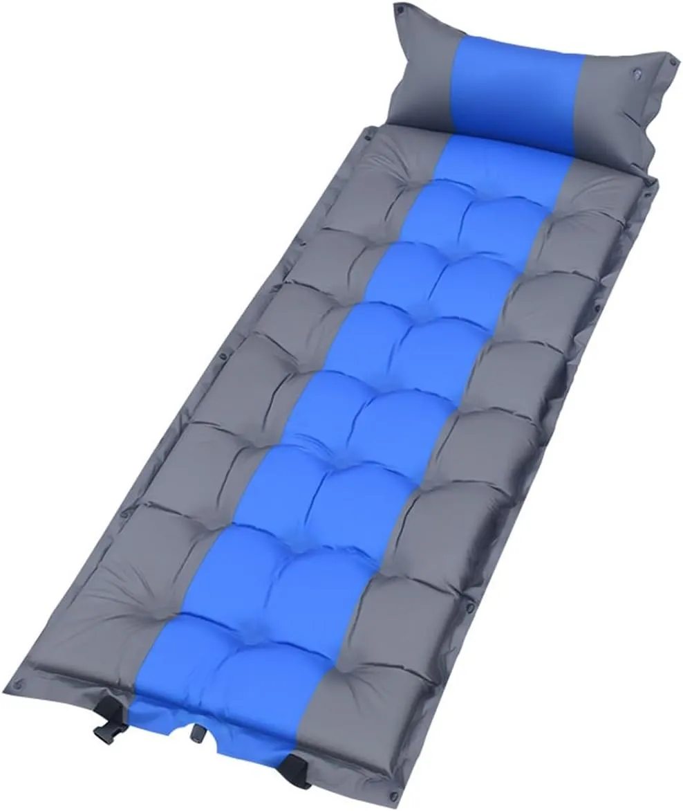 Outdoor Single Automatic Inflatable Mattress, Camping Indoor air Mattress, Tent Sleeping mat Thickened Floor mat(Color:Blue)