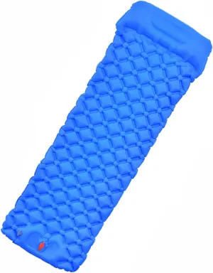Outdoor Sleeping Pad, Camping Inflatable Mattress with Pillows Travel Mat Folding Bed, Ultralight Air Cushion Hiking Trekking,Blue