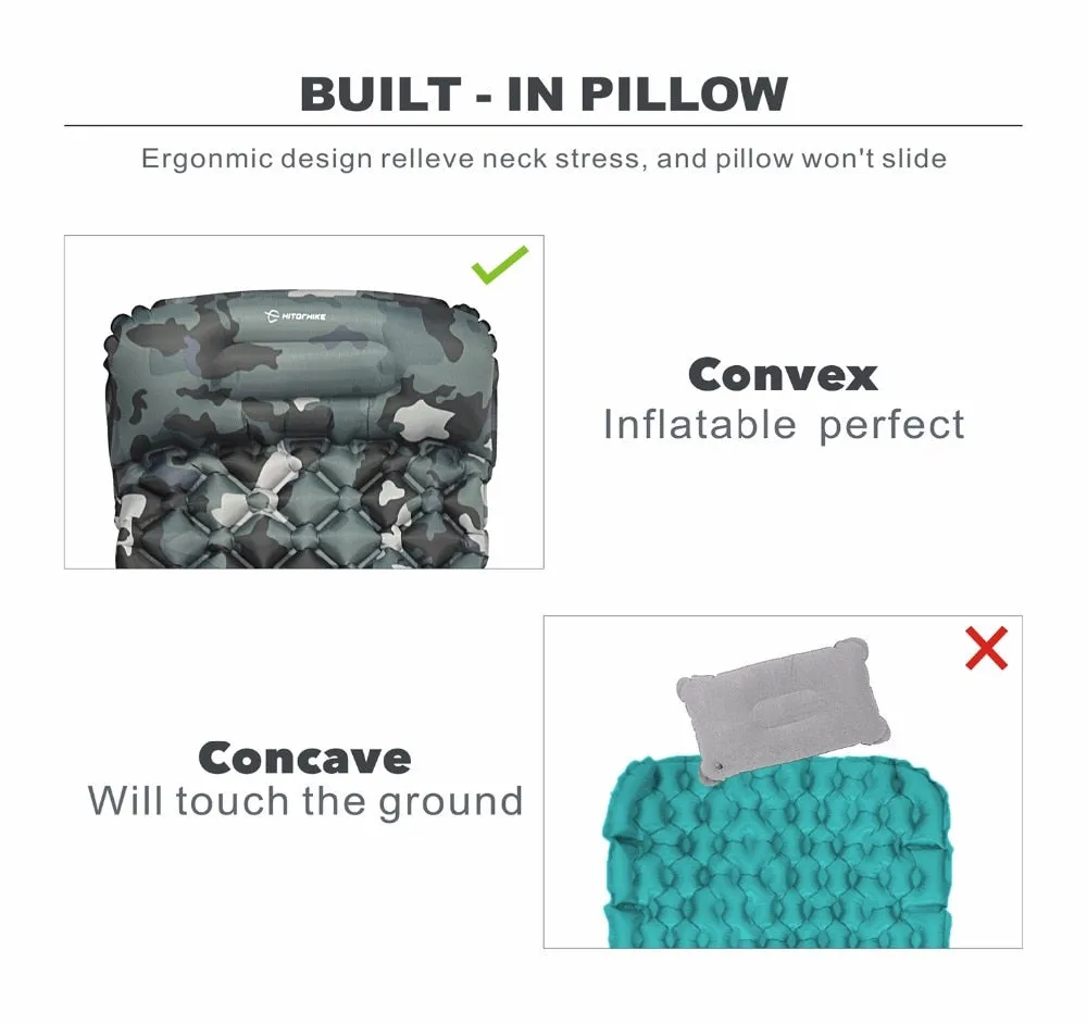Outdoor Sleeping Pad Camping Inflatable Mattress with Pillows Travel Mat Folding Bed Ultralight
