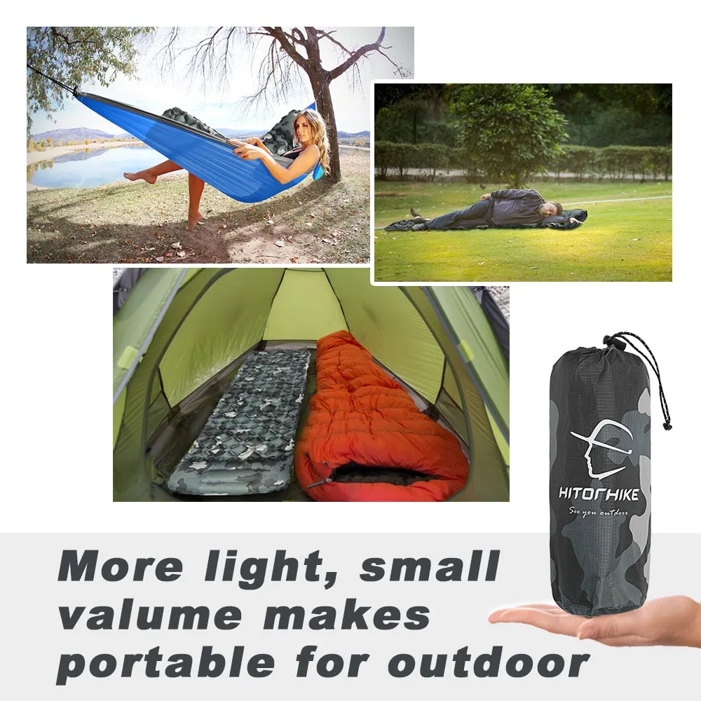 Outdoor Sleeping Pad Camping Inflatable Mattress with Pillows Travel Mat Folding Bed Ultralight
