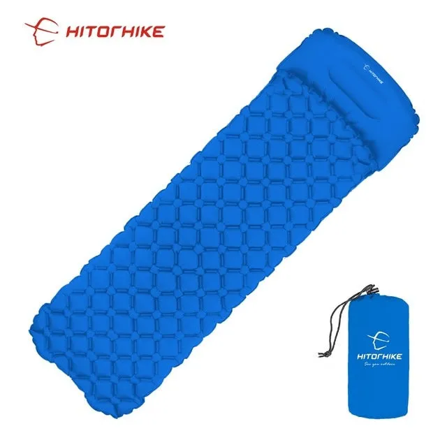 Outdoor Sleeping Pad Camping Inflatable Mattress with Pillows Travel Mat Folding Bed Ultralight