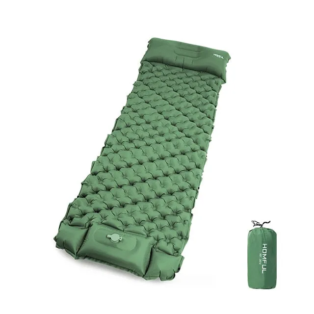 Outdoor Sleeping Pad Camping Inflatable Mattress with Pillows Travel Mat Folding Bed Ultralight