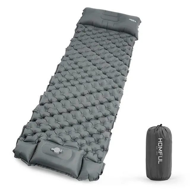 Outdoor Sleeping Pad Camping Inflatable Mattress with Pillows Travel Mat Folding Bed Ultralight