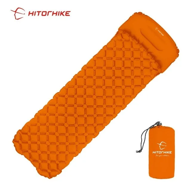 Outdoor Sleeping Pad Camping Inflatable Mattress with Pillows Travel Mat Folding Bed Ultralight