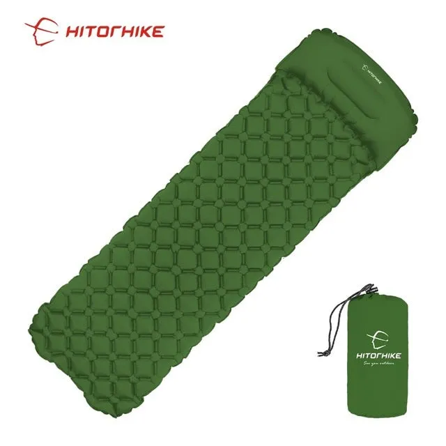 Outdoor Sleeping Pad Camping Inflatable Mattress with Pillows Travel Mat Folding Bed Ultralight