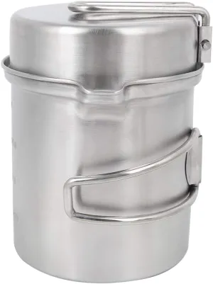 Outdoor Stainless Steel Cookware Set, Portable Pot Cooker for Cam Hiking, Compact and Lightweight