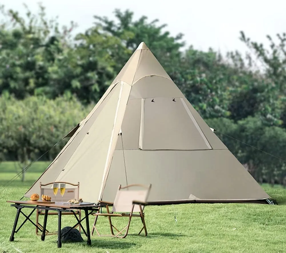 Outdoor Tipi Tent Portable Tent Water-Resistant & UV Protection Sun Shelter Camping Tent with Carrying Bag for Camping, Hiking, Climbing, Travel