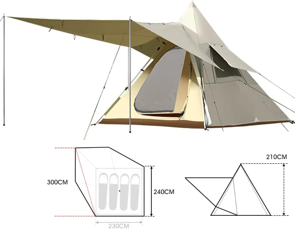 Outdoor Tipi Tent Portable Tent Water-Resistant & UV Protection Sun Shelter Camping Tent with Carrying Bag for Camping, Hiking, Climbing, Travel