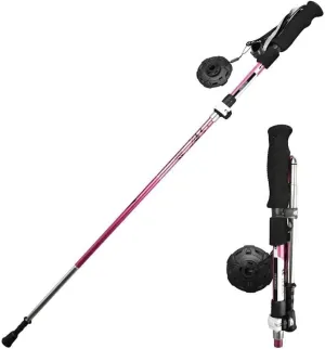 Outdoor Trekking Pole Light Carbon Fiber Folding Storage Crutches Outdoor Supplies Trekking Pole Crutches,for Traveling Camping Fashionable (Pink)