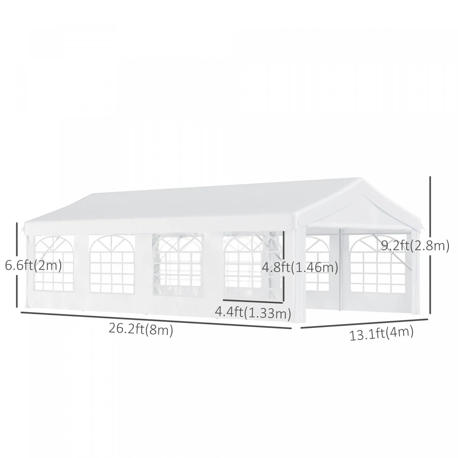 Outsunny 13’x26’ Heavy-duty Outdoor Carport Party Event Tent Patio Gazebo Canopy With 4 Sidewalls, W|Outsunny 13'x26' Abri D'auto Exterieur Robuste, Tente D'evenement De Fete Patio Gazebo Canopee Avec