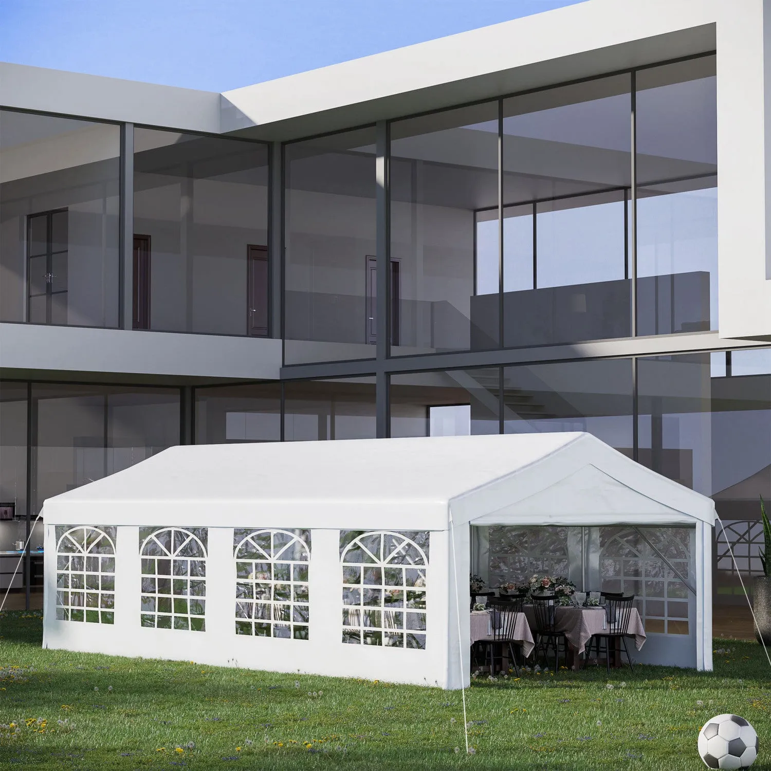 Outsunny 13’x26’ Heavy-duty Outdoor Carport Party Event Tent Patio Gazebo Canopy With 4 Sidewalls, W|Outsunny 13'x26' Abri D'auto Exterieur Robuste, Tente D'evenement De Fete Patio Gazebo Canopee Avec