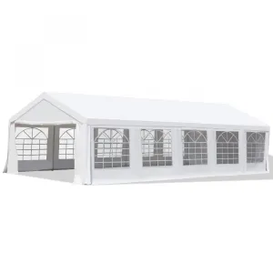 Outsunny 16'x32' Large Party Tent & Carport With Removable Sidewalls And Windows, Portable Garage Ca|Outsunny Heavy Duty 32x16ft Grand Carport Canopy Event Party Tente Gazebo Blanc