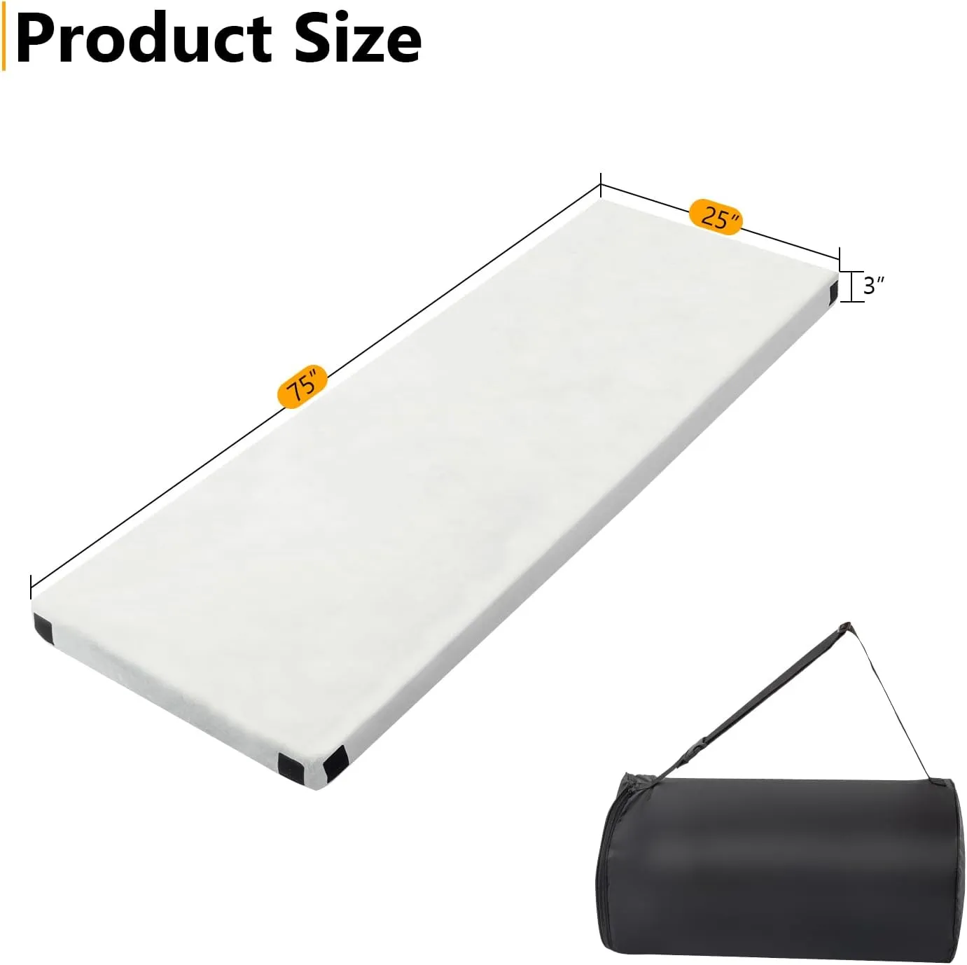 Outvita Sleeping Pad, Portable Camping Mat, CertiPUR-US Memory Foam Camping Mattress, Roll Up Floor Bed for Tent, Cot, Truck, Car, Outdoor Travel w/Portable Bag (3" with Pillow / 2.5" Without Pillow)
