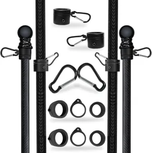 Pack of 2 - FFN 5’ Foot Premium Tangle-Free Carbon-Fiber Flag Poles - Each pole set with 2 adjustable Flag Rings - Ideal for Trucks, Vehicles, or SUVs – Fits 2x3FT, 3x5FT, and 4x6FT Flags – 5ft Poles Only (Flags Not Included)