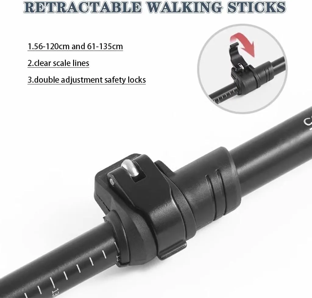 Pair of 2 Walking Sticks for Hiking, Nordic Walking Trekking Poles, Telescopic, Collapsible,Quick Lock System, 7075 Aluminum with EVA Grip