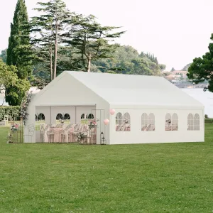 Party Tent, 20’ x 26’ Heavy Duty Outdoor Canopy Tent All-Season Tarp & Removable Sidewall Waterproof Carport Wedding Canopy with Windows Event Shelters Outdoor Storage Shelter BBQ