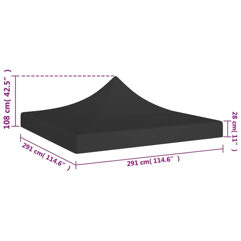 Party Tent Roof 3x3 m Black 270 g/m²
