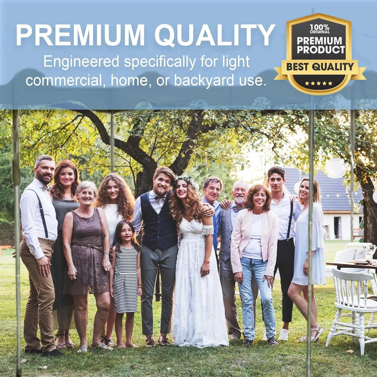 Party Tents Direct 20’ x 20’ Weekender Canopy Pole Tent, Indoor and Outdoor Heavy Duty Easy Up, 80 Person Capacity Tent for Parties, Weddings, and Events, Commercial and Residential Use, PVC White Top