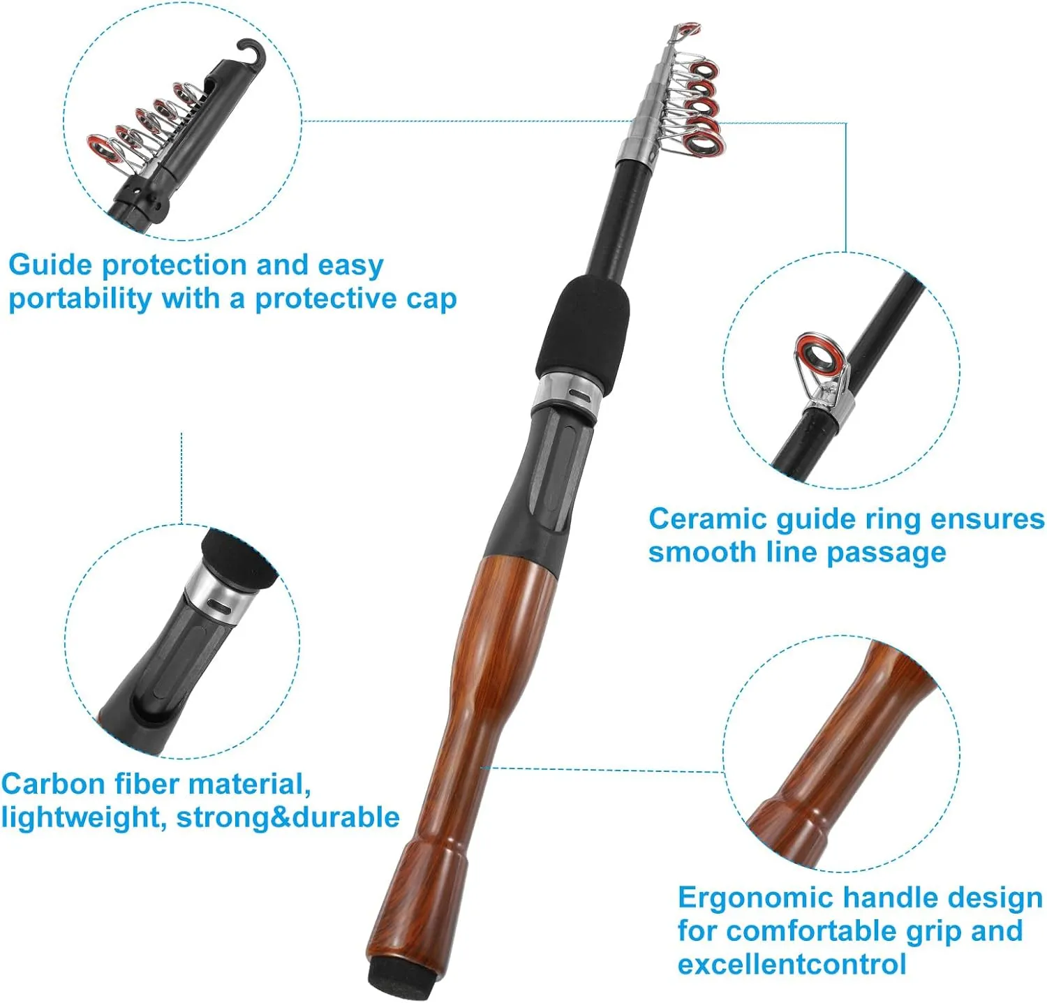PATIKIL Telescopic Fishing Rod, Fiberglass Portable Mini Fishing Poles Collapsible Fishing Gear for Travel Saltwater Freshwater