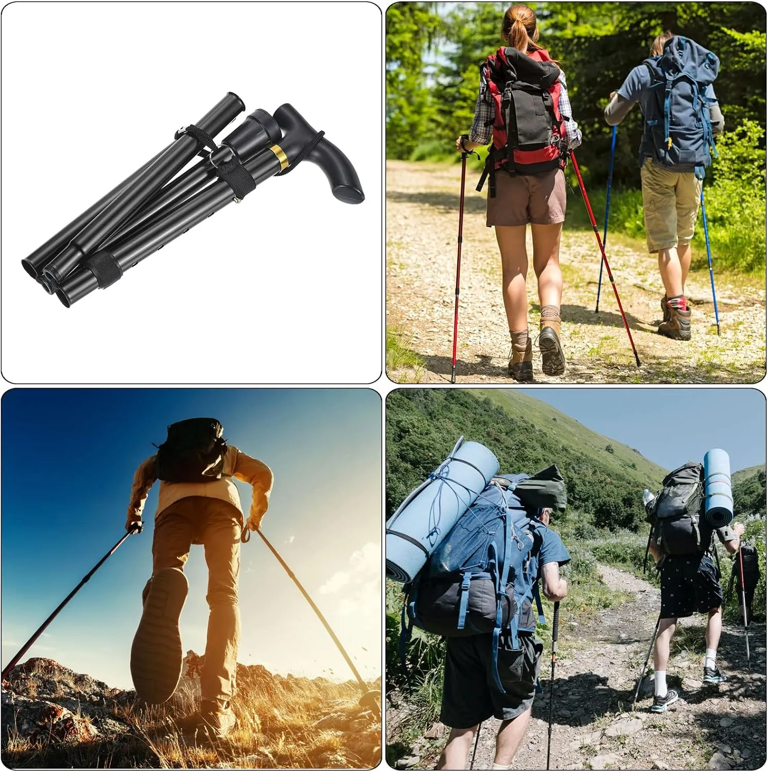 PATIKIL Trekking Poles, Collapsible Hiking Pole Telescopic Folding Cane Quick Lock Aluminum Alloy for Outdoor Hiking Walking Camping