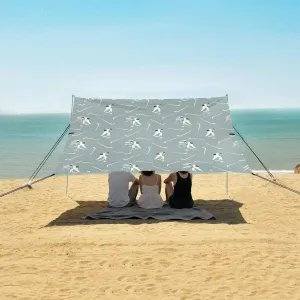 Pattern with Hockey Players Beach Camping Tent Sun Shelter for Whole Family, Beach Shade Canopy with UPF50  UV Protection,Easy Set Up and Carry,Outdoor Shade for Trips, Fishing, Backyard Fun Pi