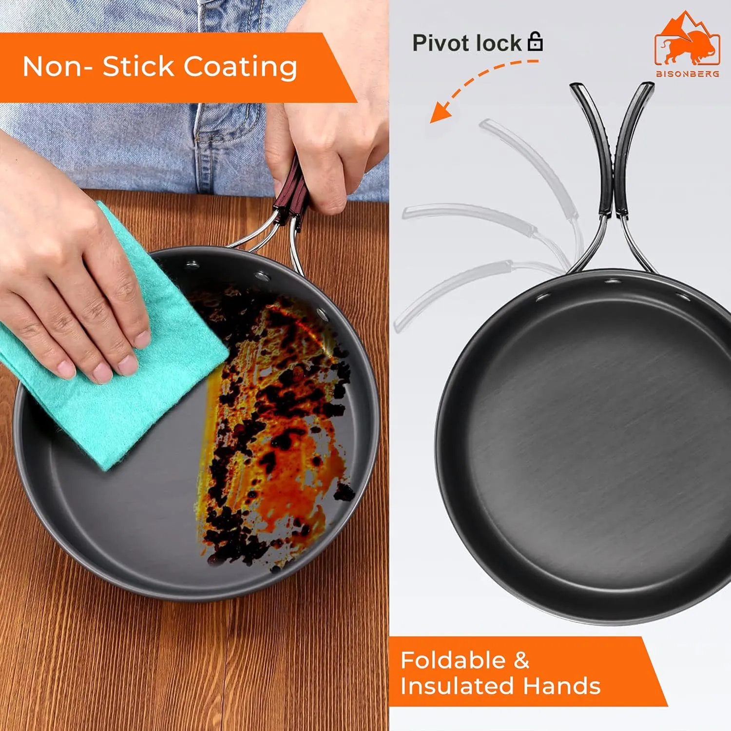 Pcs Camping Cookware Set, Mess Kit, Camping Accessories for Outdoor, Camping Utensils with Carry Bag, Camping Bowl Pot Pan Set - Nonstick Aluminum