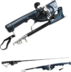 Pekven Fishing Rod,Folding Fishing Rod, Telescopic Fishing Rod, Rod and Wheel Integrated，Built-in with 80m Line