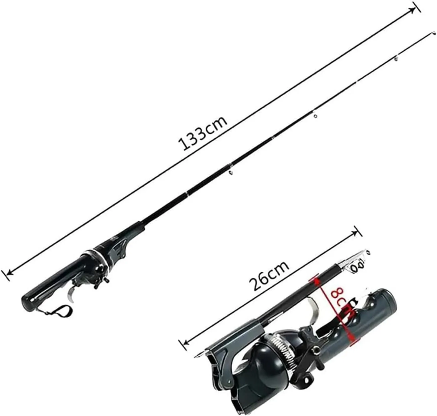 Pekven Fishing Rod,Folding Fishing Rod, Telescopic Fishing Rod, Rod and Wheel Integrated，Built-in with 80m Line