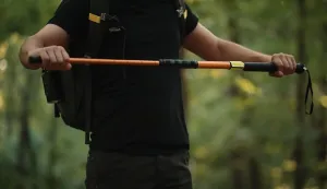 Personal Security Products Adjustable Walking Stick for Hiking and Camping Gear - 950,000 Volt Stun Device with LED Flashlight (Orange)