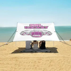 Pink Hockey Girl Helmet Beach Camping Tent Sun Shelter for Whole Family, Beach Shade Canopy with UPF50  UV Protection,Easy Set Up and Carry,Outdoor Shade for Trips, Fishing, Backyard Fun Picnic