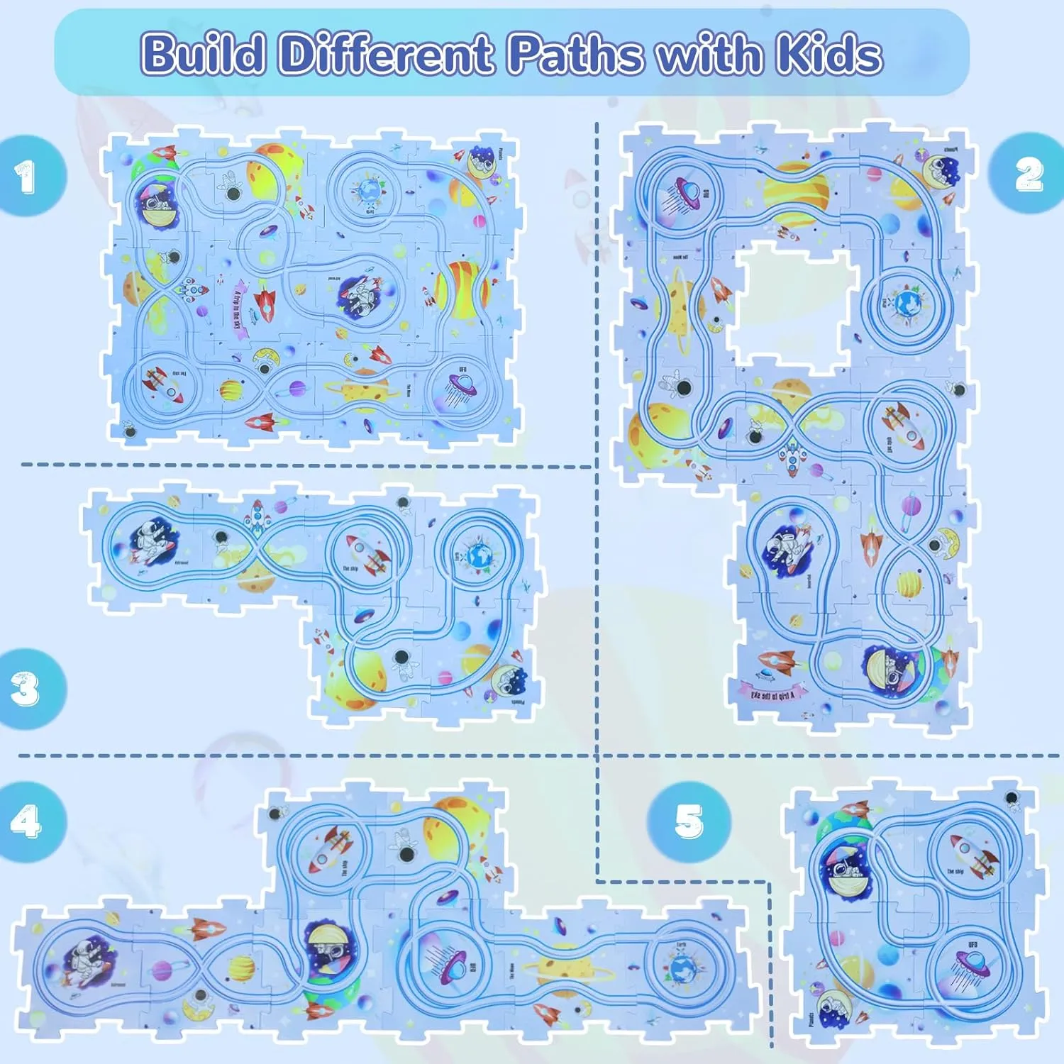 Plastic Puzzles for Kids Ages 3-5 with A Cute Vehicle, Toddler Puzzle Track Play Set Gift, Race Tracks for Kids 3-5, Toys for 3 4 5 6 Year Old Boys Girls, Montessori Toys for Toddler