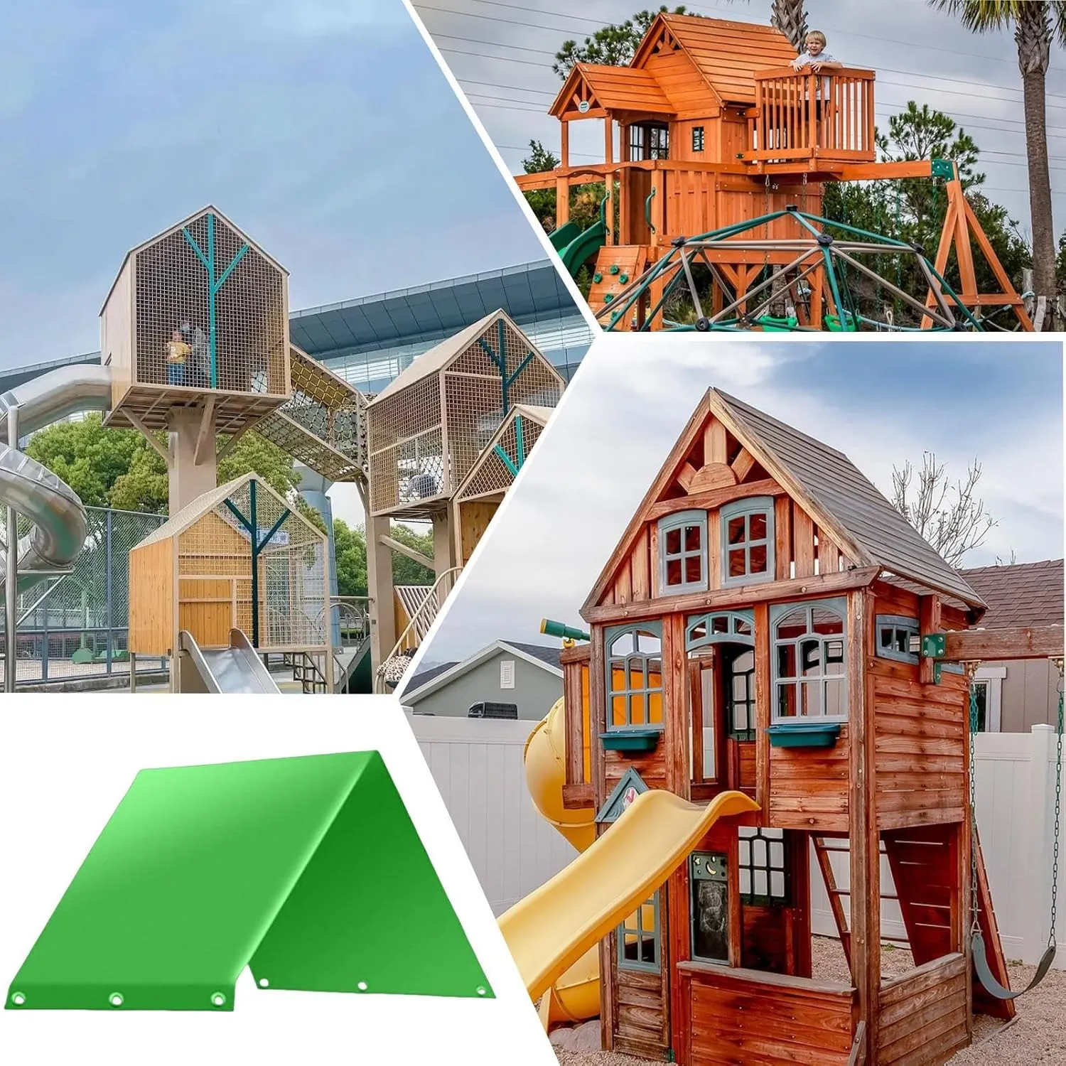 Playground Canopy Replacement - 52x90 Inch Outdoor Swing Shade, Waterproof UV-Resistant Rain Cover | Tarpaulin Sheet for Backyard Kids Equipment, Roof Shelter Tent, Protective Sunshade for Playground