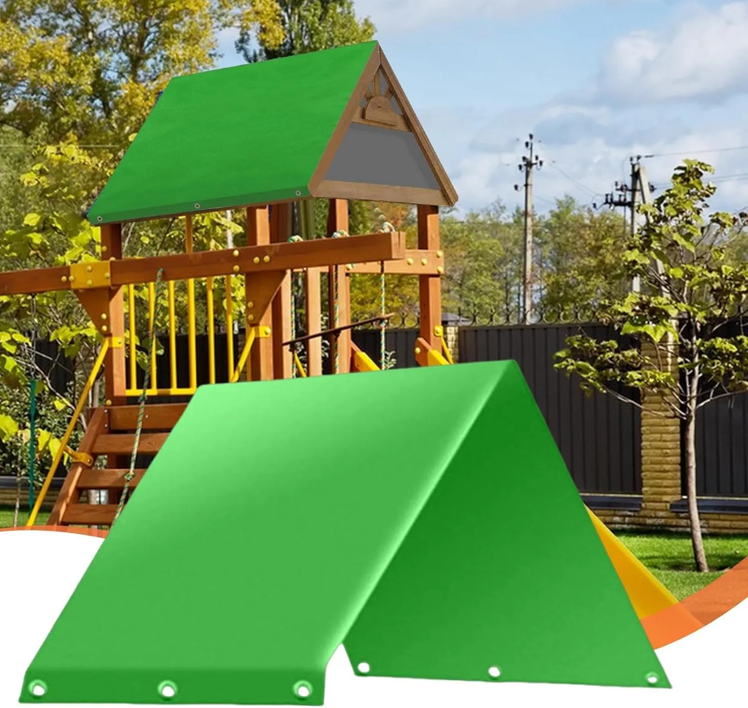 Playground Canopy Replacement - 52x90 Inch Outdoor Swing Shade, Waterproof UV-Resistant Rain Cover | Tarpaulin Sheet for Backyard Kids Equipment, Roof Shelter Tent, Protective Sunshade for Playground