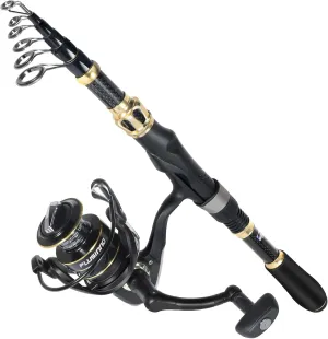 PLUSINNO Fishing Rod and Reel Combo,Fishing Pole,Telescopic Fishing Rod Kit with Spinning Reel, Telescopic Fishing Pole with Carrier Bag for Freshwater Saltwater for Men Women