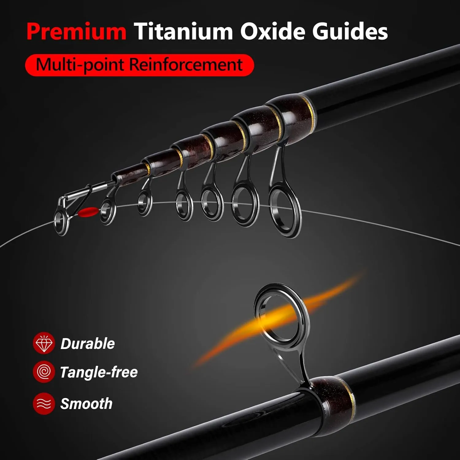 PLUSINNO Fishing Rod and Reel Combos, Bronze Warrior Toray 24-Ton Carbon Matrix Telescopic Fishing Rod Pole, 12  1 Shielded Bearings Stainless Steel BB Spinning Reel, Travel Freshwater Fishing Gear