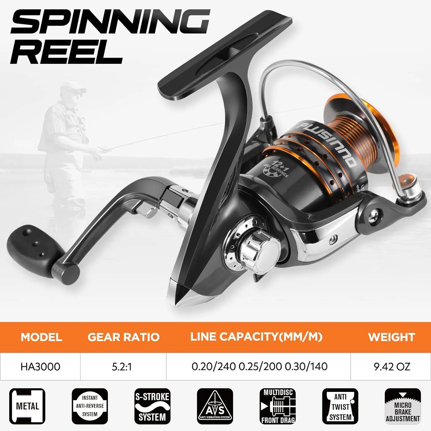 PLUSINNO Fishing Rod, Telescopic Fishing Rod and Reel Combo, Collapsible Travel Fishing Pole Rod Starter Kit, Carbon Fiber Fishing Rods and 12  1 Bearings Stainless Steel, Fishing Gifts for Men Adults