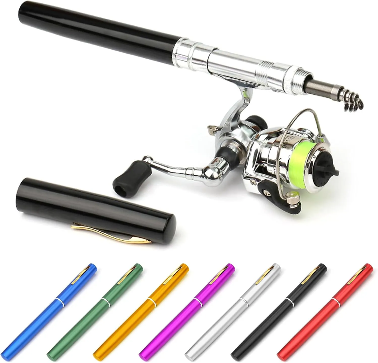 Pocket Collapsible Fishing Rod Reel Combo Mini Pen Fishing Pole Kit Telescopic Fishing Rod Reel Combo Kit