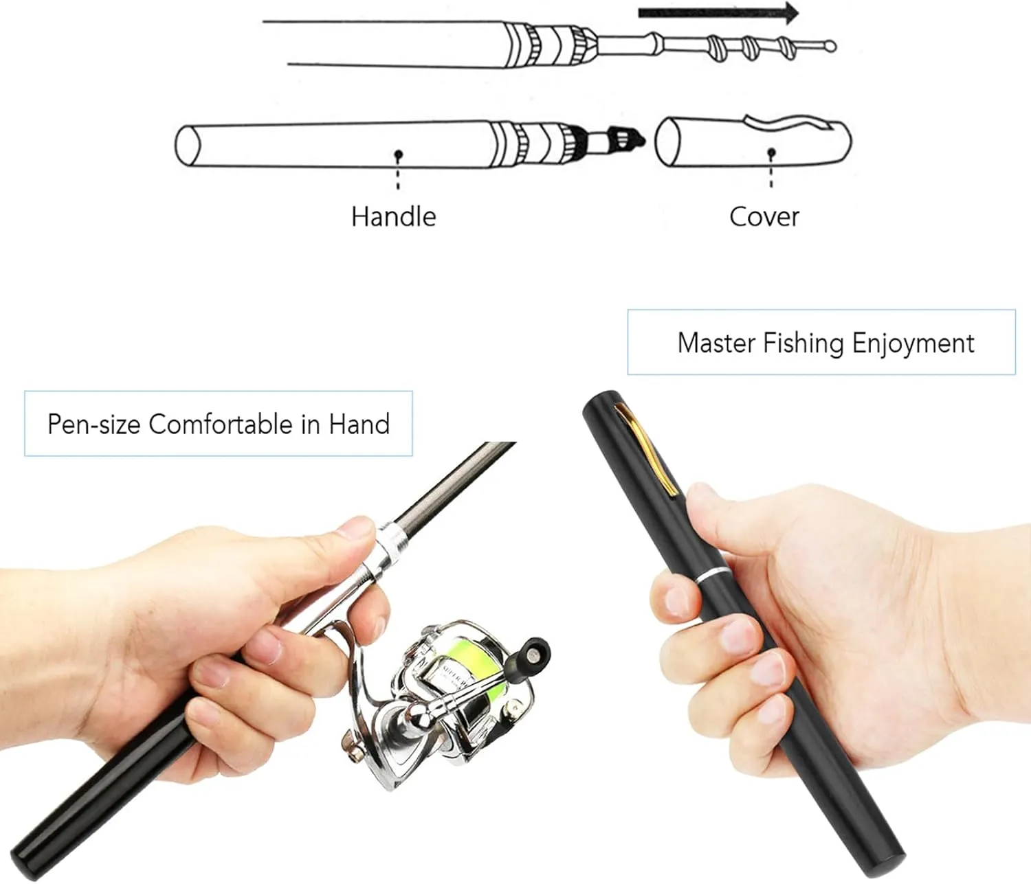 Pocket Collapsible Fishing Rod Reel Combo Mini Pen Fishing Pole Kit Telescopic Fishing Rod Reel Combo Kit