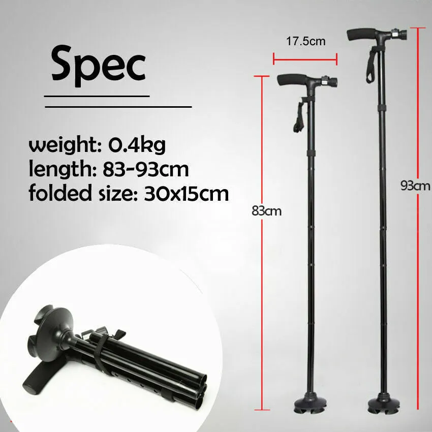 Pole Cane Walking Safety LED Adjustable Collapsible Black Friday sale Giant discount Travel Trekking Hiking Stick