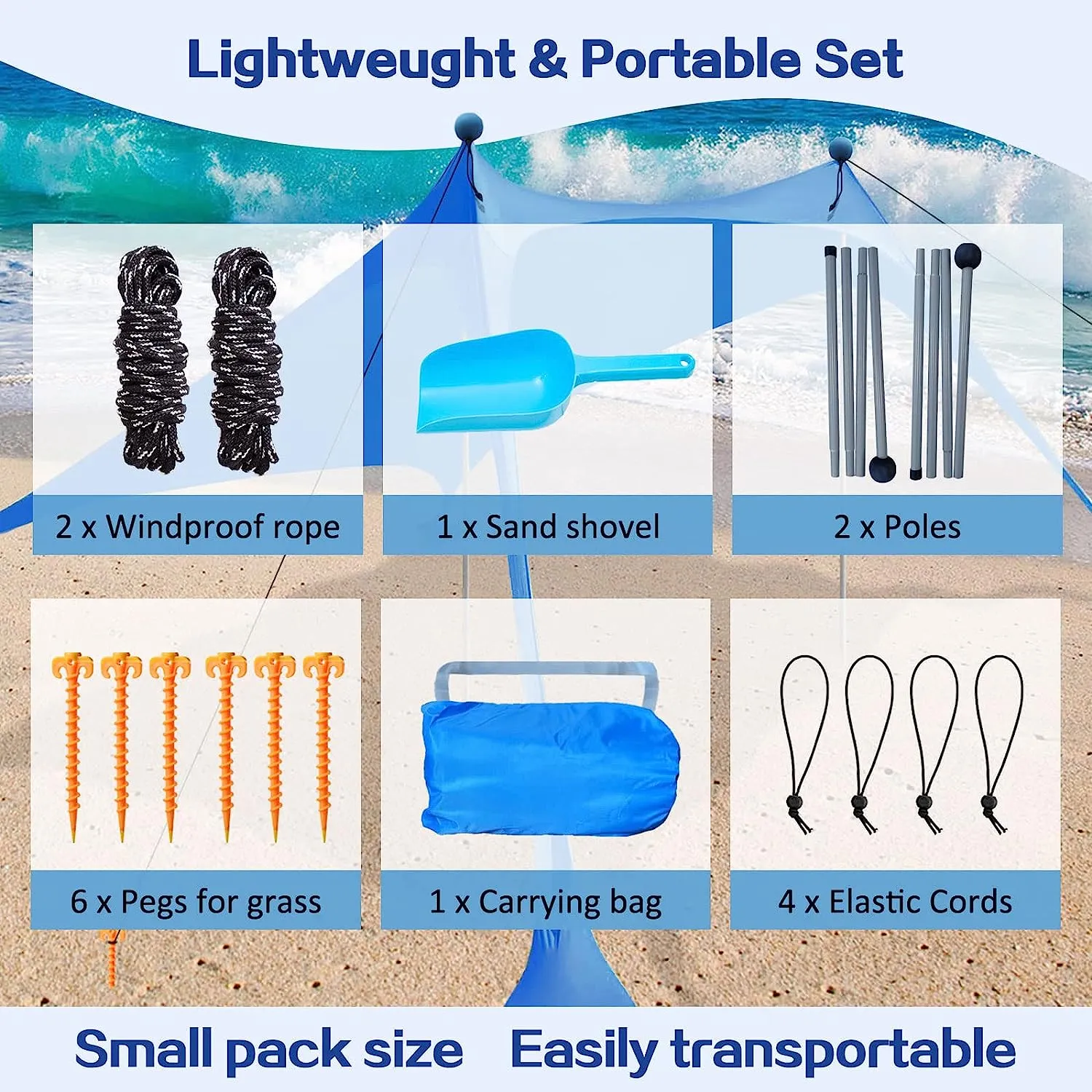 Pop Up 7.5X7.5 FT Portable Sun Shelter Beach Tent