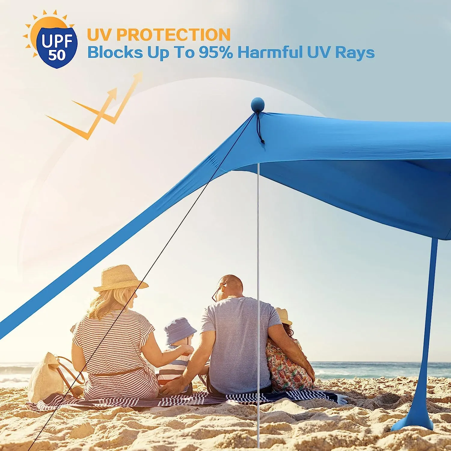 Pop Up 7.5X7.5 FT Portable Sun Shelter Beach Tent