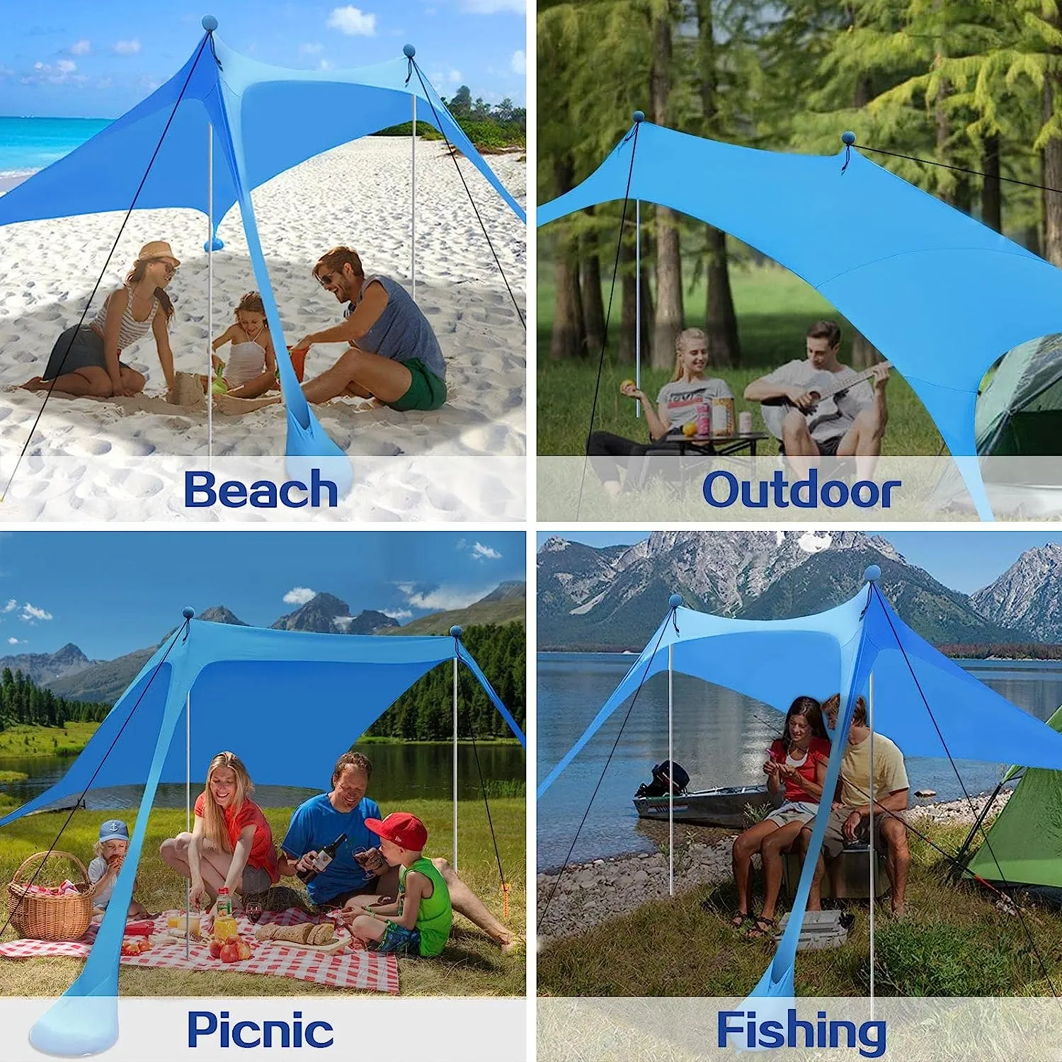 Pop Up 7.5X7.5 FT Portable Sun Shelter Beach Tent